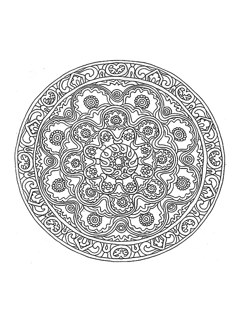 Complex Mandala template to print off and colour in. A luxuriant vegetation invades this magnificent Mandala, give it life without delay. Still your mind : this step is essential to get the most out of coloring to reduce your stress.